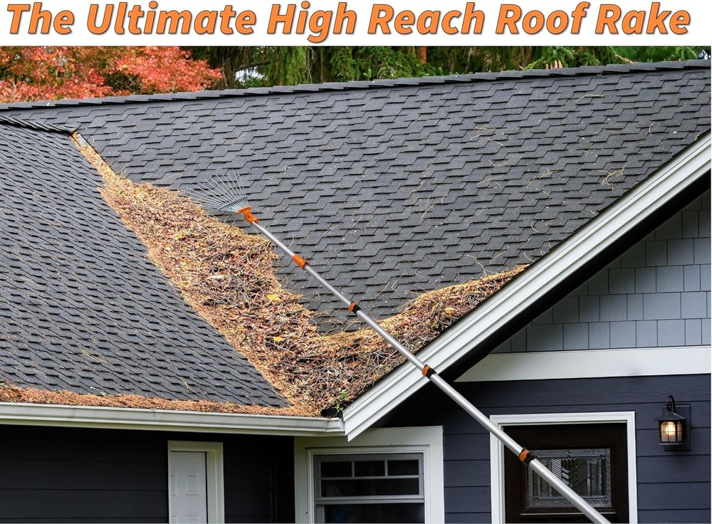 12FT Adjustable Roof Rake for Snow & Pine Needles Telescoping Pole