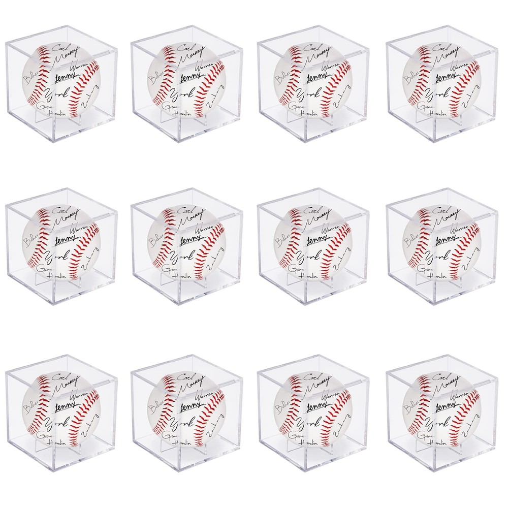 12Pack Baseball Display Case Acrylic Cube - UV Protected 12 PC, Clear