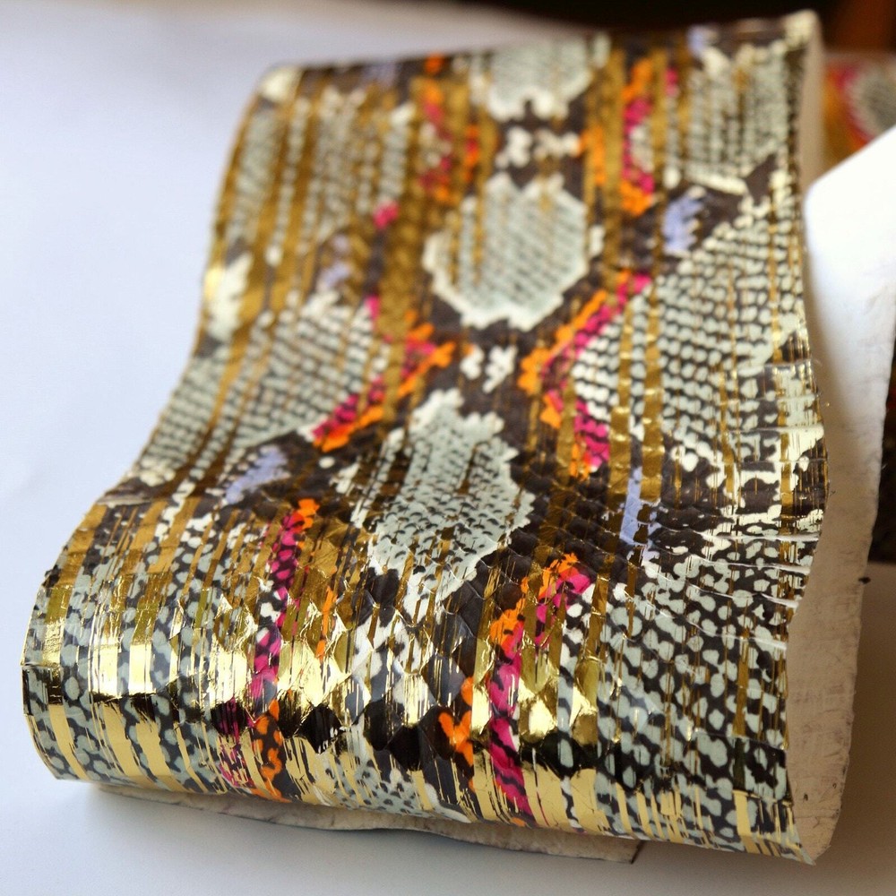 Shiny Metallic Cobra Snake Skin Hide Snakeskin Python Print Multicolor  Color