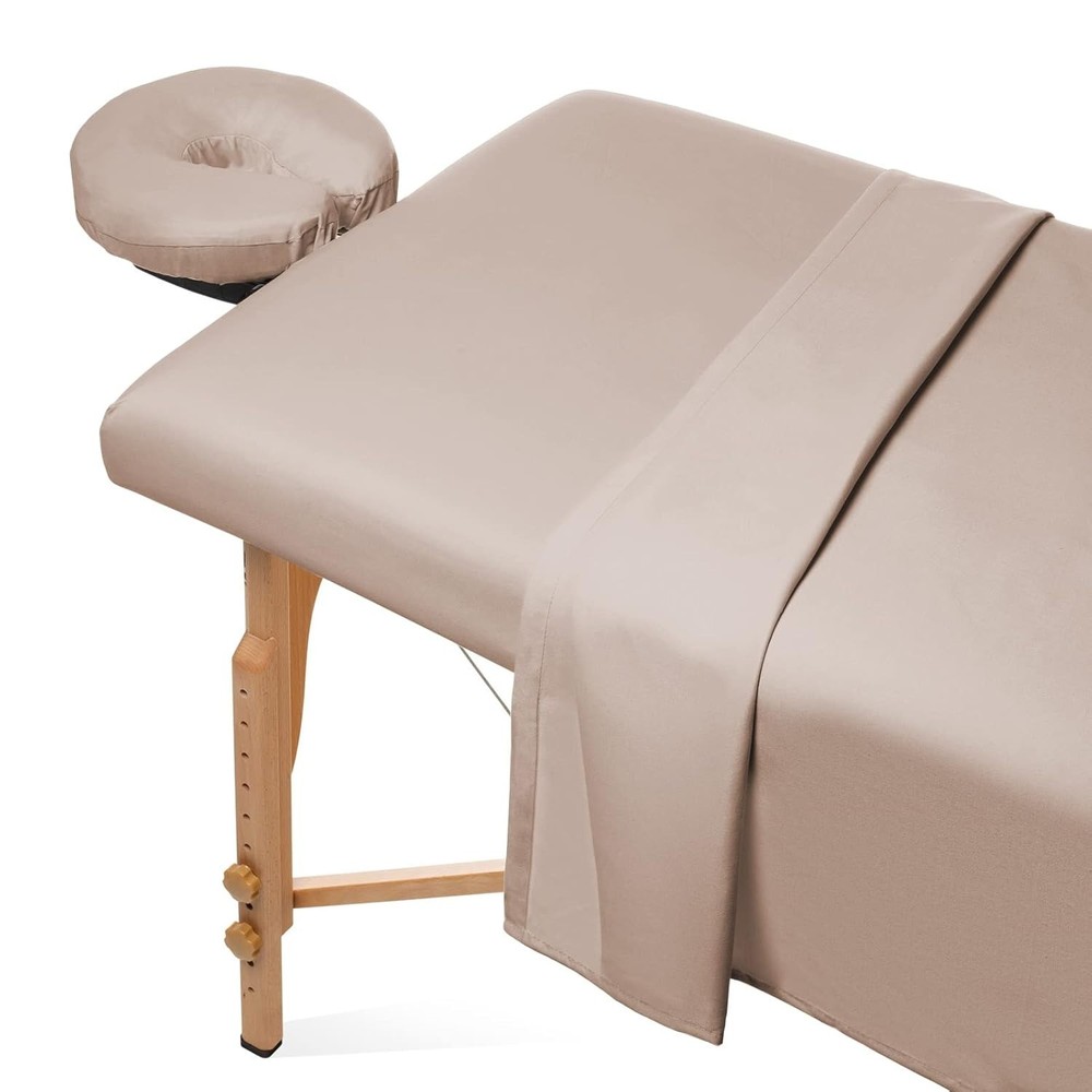 Durable Microfiber Massage Bed Cover Set - Fitted and Flat Sheets with Cradle