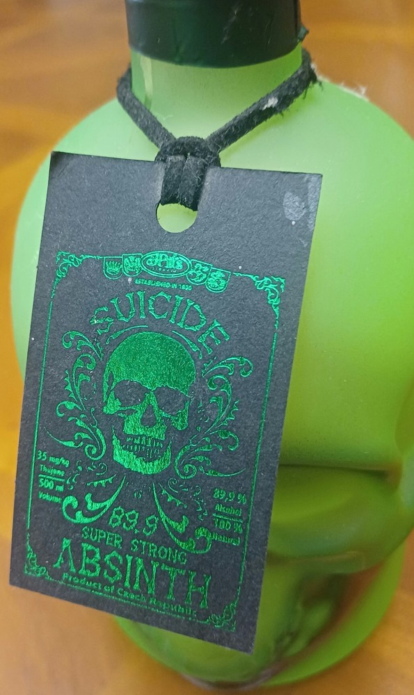ABSINTH, SUICIDE ABSINTH, SUPER STRONG, CANNABIS, 500ML, SKULL, EMPTY BOTTLE