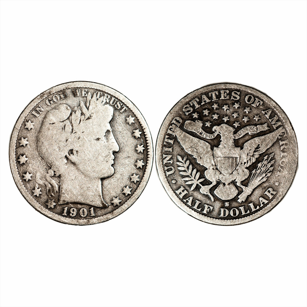 1901S Barber Half Dollar 50C Raw