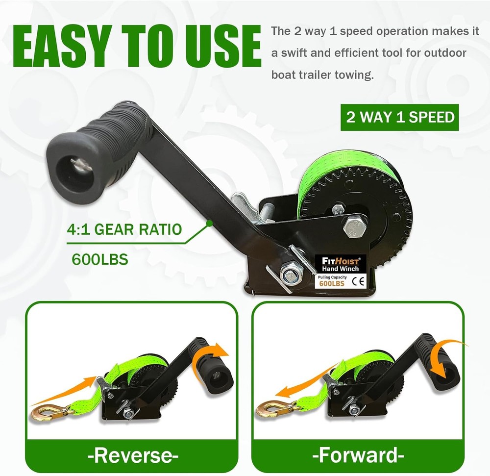 Manual Hand Winch with Nylon Strap