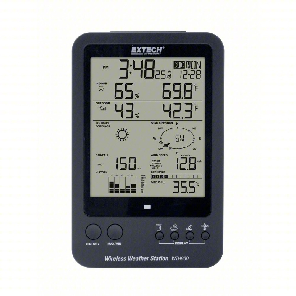 Extech Wireless Weather Station 2 Pieces LCD Screen 450ft Range WTH600-KIT New