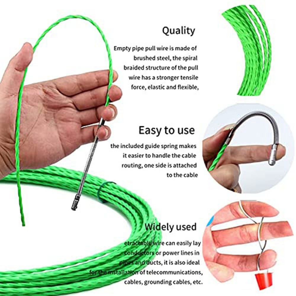 1 Set Fish Strap Cable Puller Kit 4.5mm PET Electrical Cable Puller, Green Poly9552