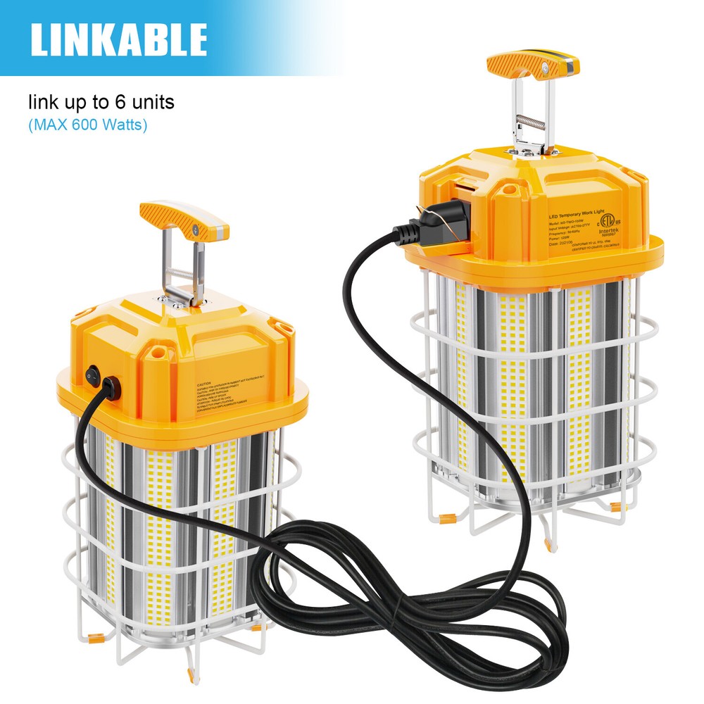 125W LED Temporary Work Light Portable Hanging Work Construction Light 5000K ETL