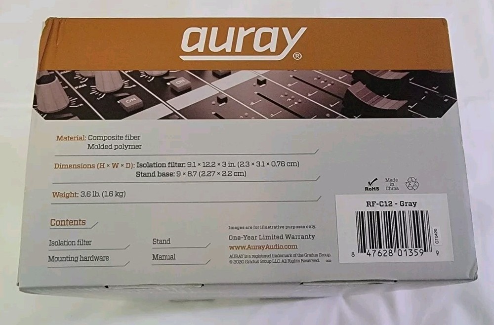 Auray RF-C12R Professional Desktop Isolation Filter (Gray)