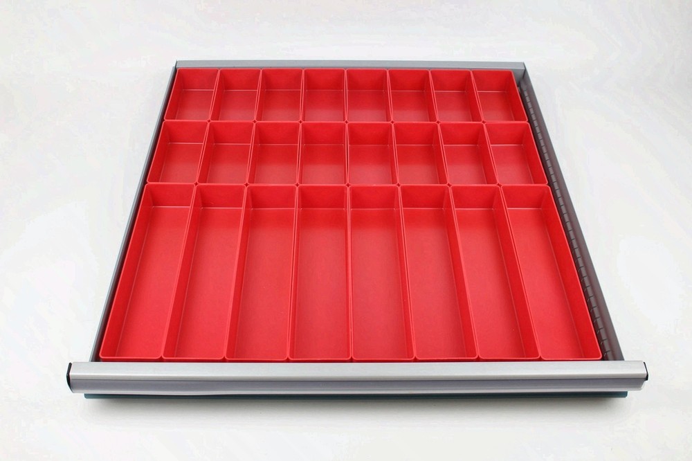 140-Pc Red Drawer Organizer Box Set – 2” Deep – 6 Modular Sizes Ship From US