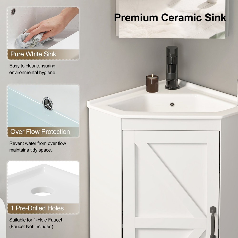 Corner Bathroom Vanity Sink Combo for Small Space Freestanding Compact Space US