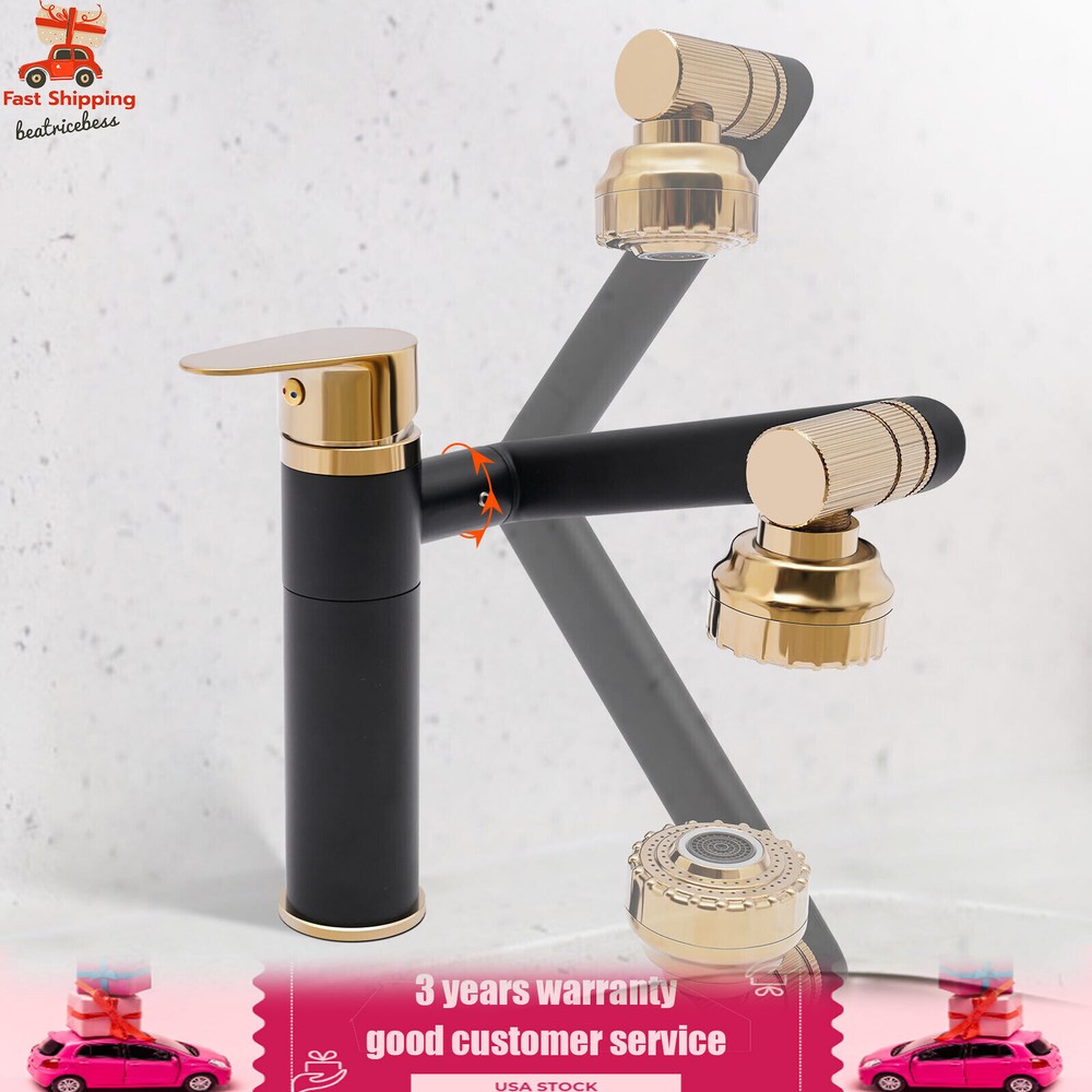 360?? Bathroom Sink Faucet Single Handle Waterfall Vanity Basin Mixer 2 Function