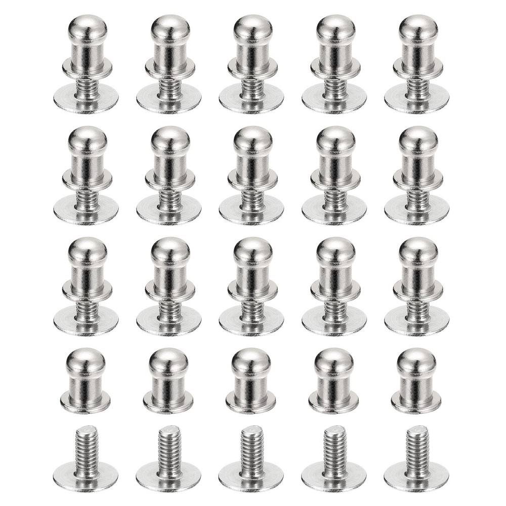 5mm Ball Head Stud Rivets Screw Back, 20Pack Round Head Button, Silver Tone