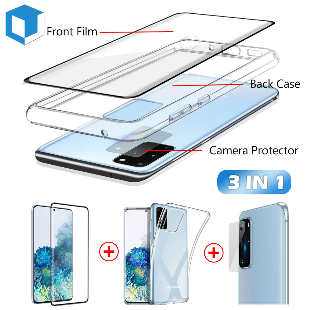 For Samsung Galaxy S20 Ultra Plus Front Glass Screen Protector+Camera Lens+Case