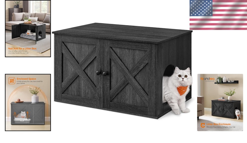 Elegant Multi-Functional Cat House & Litter Box Enclosure - Easy Assembly 20.9"