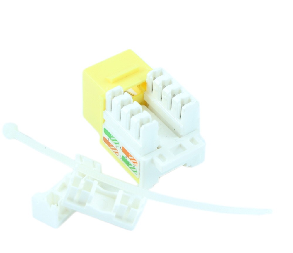 Keystone Jack Insert/Punch-down - Cat 6 RJ45 Networking Yellow