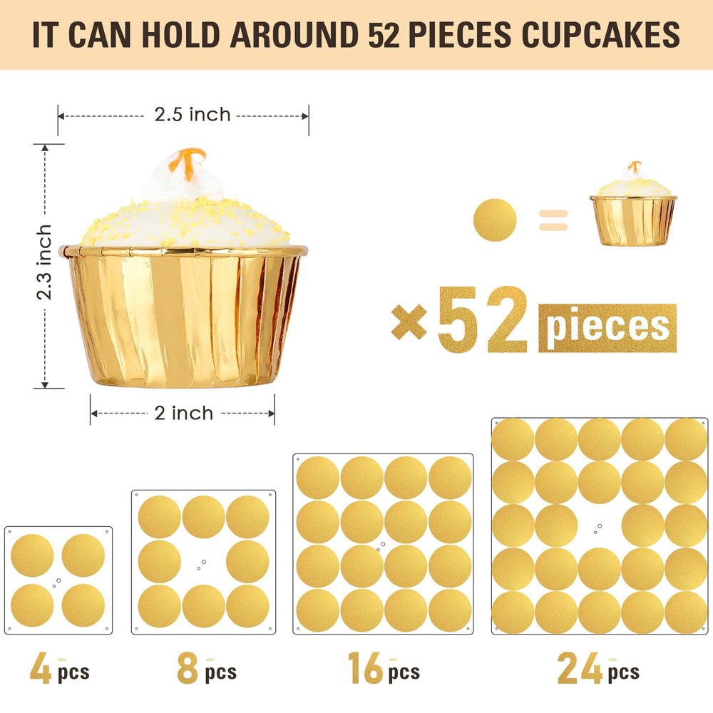 4 Tier Cupcake Stand with LED String Light, Acrylic Cupcake Display Stand, Sq...