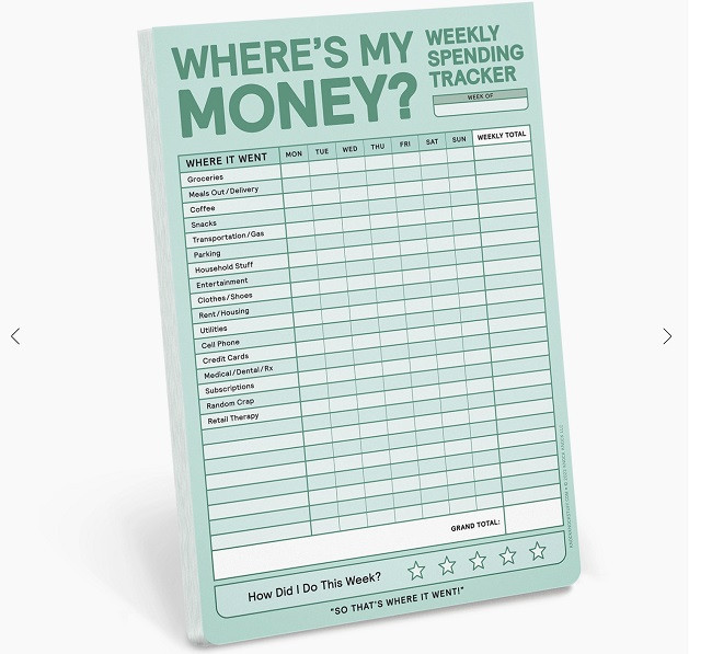 Knock Knock Weekly Money Tracker Notepad