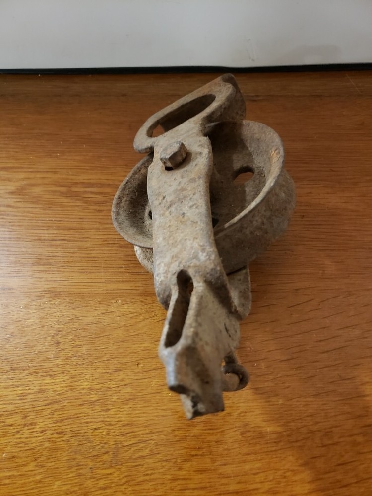 Antique Cast Iron Barn Pulley- Broken on One End