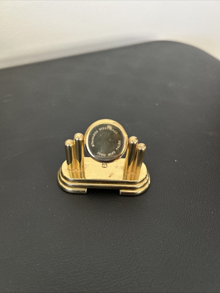 Wallace Silversmiths Goldplated Mini Garriage Clock 2"- Needs Battery