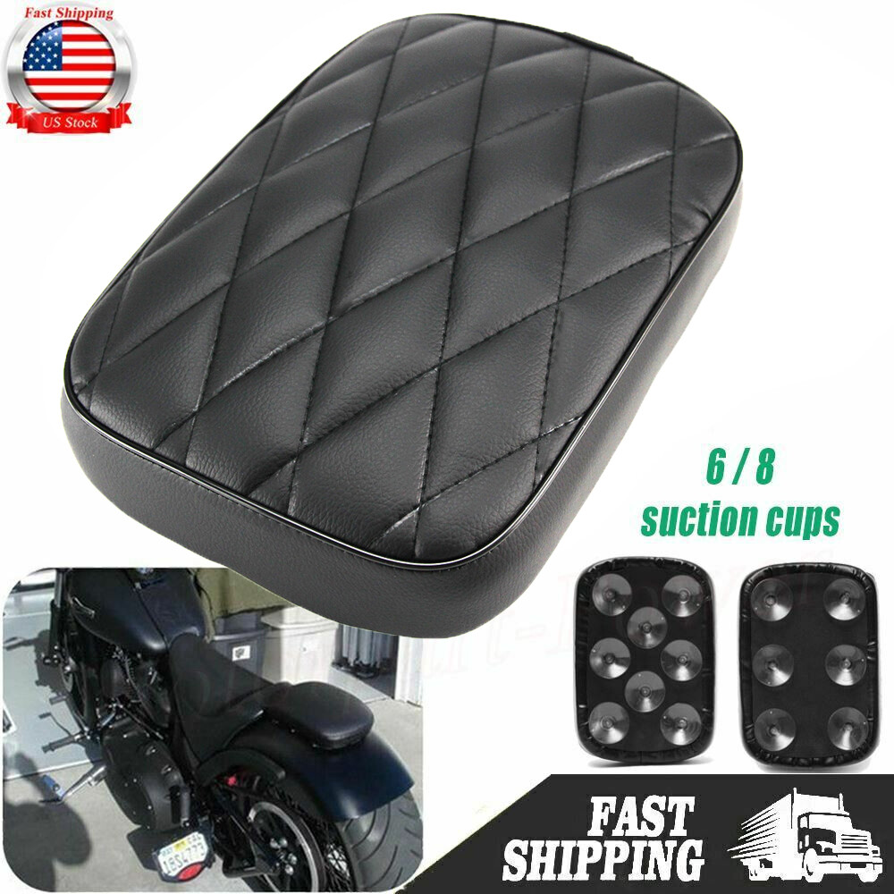 6/8 Suction Cup Rectangular Pillion Passenger Pad Seat For Harley Chopper Custom