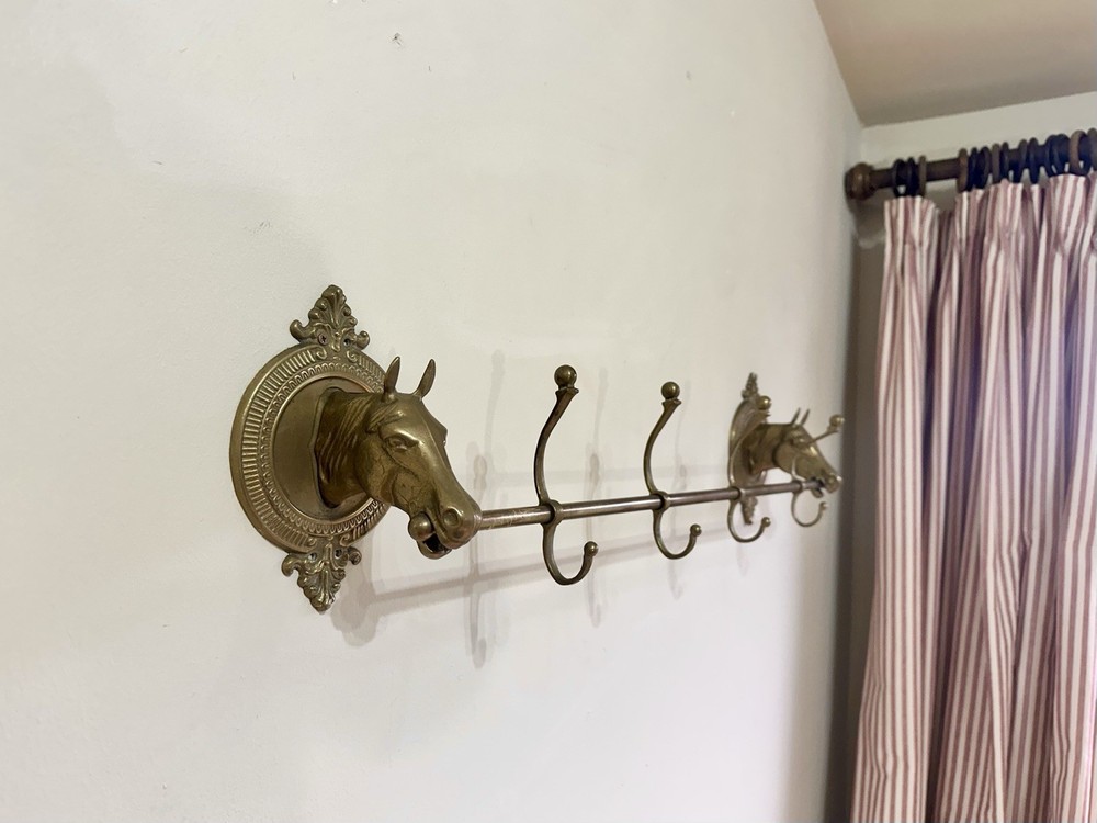 Mid century brass coat rail.