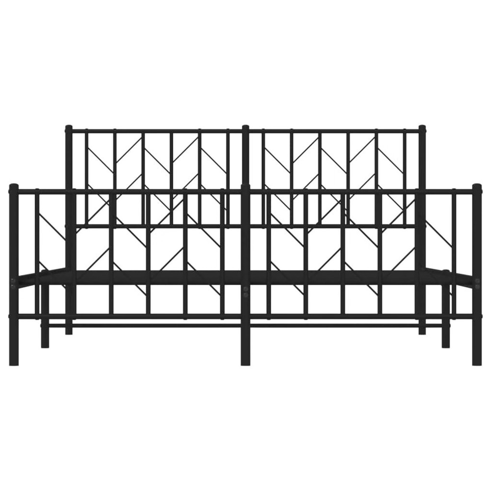 Bed Frame Black Powder-Coated Steel King Size Bed Frame