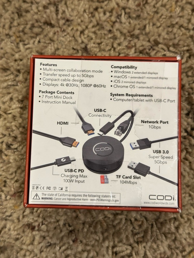 CODi 7 Port USB-C Mini Docking Station