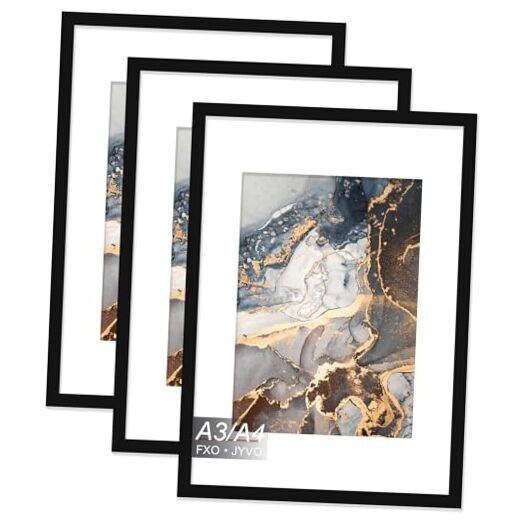 Picture Frames Pack/Black/AModern Style, Lightweight, Wall Mount, A3/A4 3