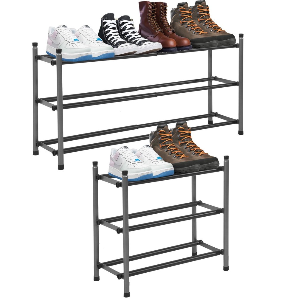 3-Tier Expandable Shoe Rack for Closet & Entryway, Adjustable 18"-33" Stackab...