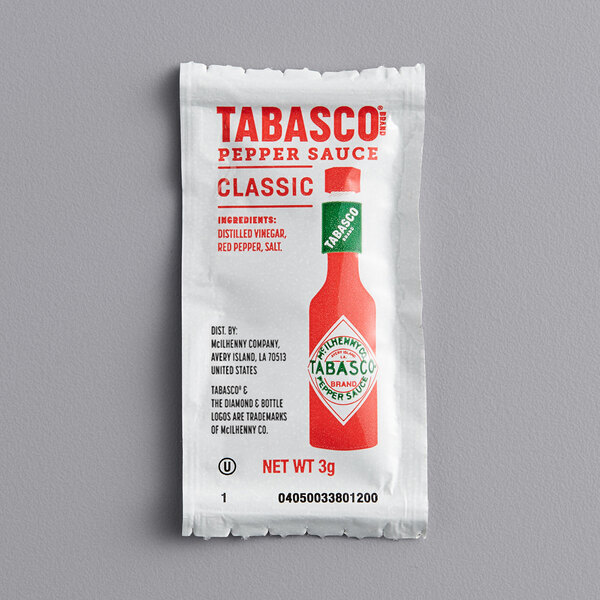 TABASCO Hot Sauce Portion Packets 3 Gram - 200/Case (select flavor below)