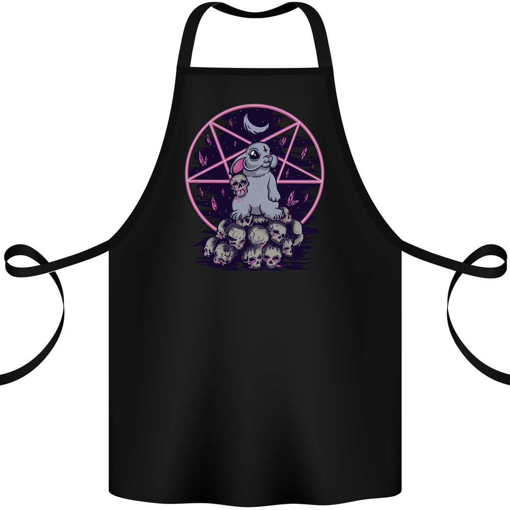 Demonic Satanic Rabbit With Skulls Cotton Apron 100% Organic