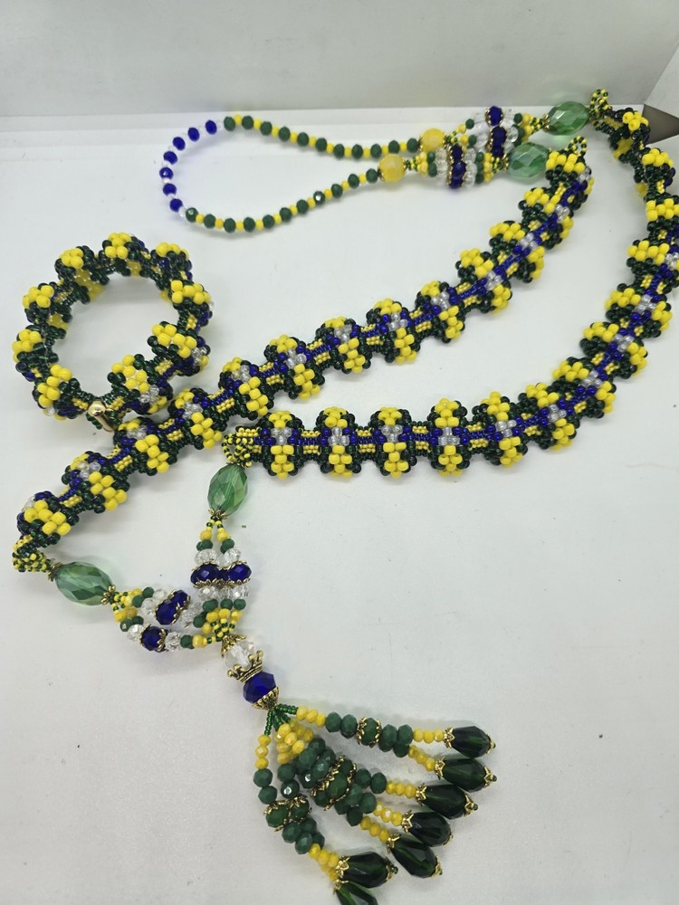 Set de collar e idde ORULA CON YEMAYA Deluxe Tejido