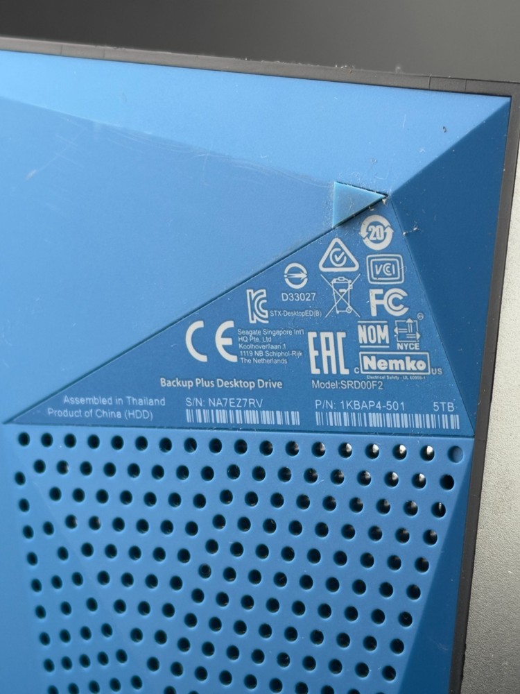 5TB USB 3.0 Seagate BackUp Plus Desktop External Hard Drive Tested and Formatted