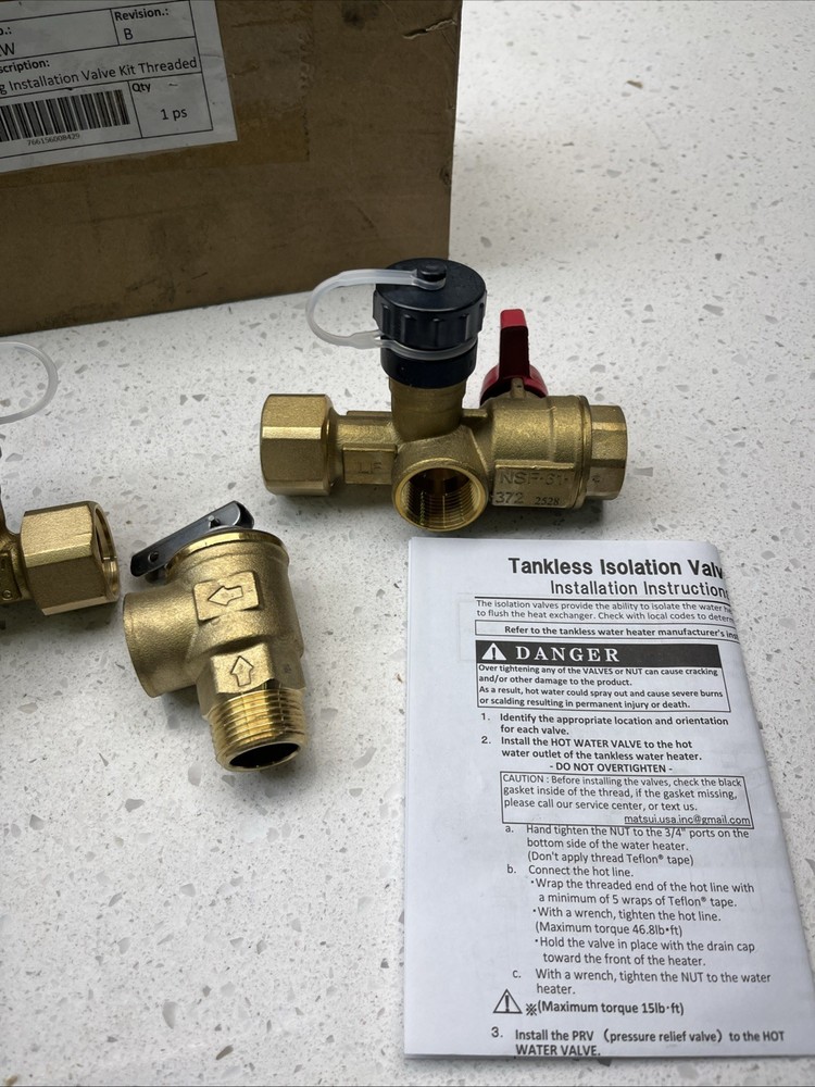 Rinnai MIVK-T-LW Tankless Valve Kit Installation Isolation NIB