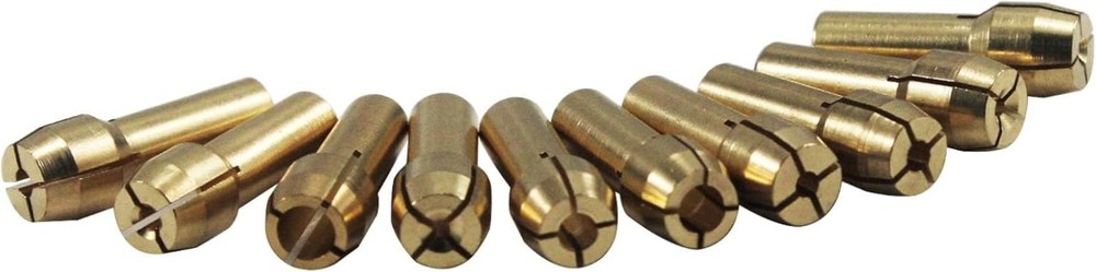 Assorted Sizes Brass Collets - 10-Piece Set for Precision Rotary Tool Use