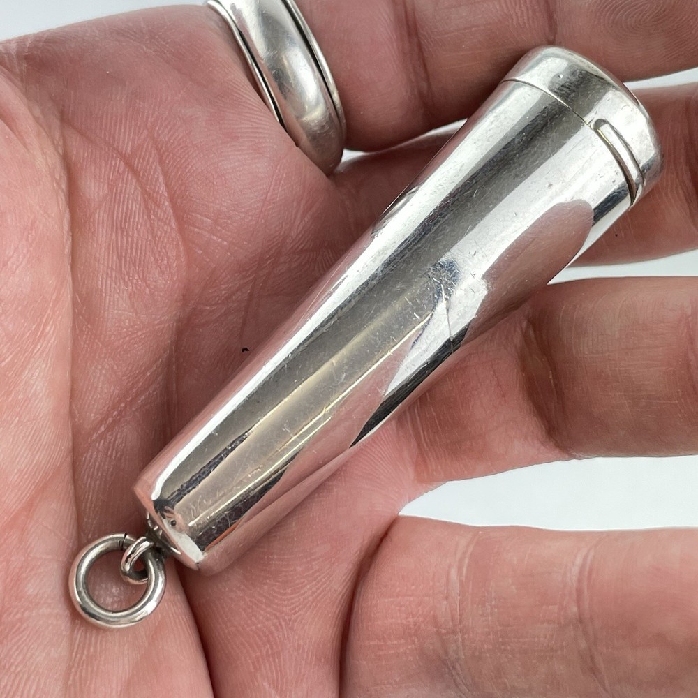 Antique Solid Silver Cheroot Case Holder Henry Perkins 1902 9ct Mounted Holder
