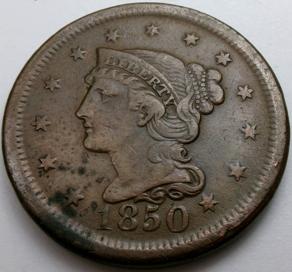 1850 Braided Hair Large Cent