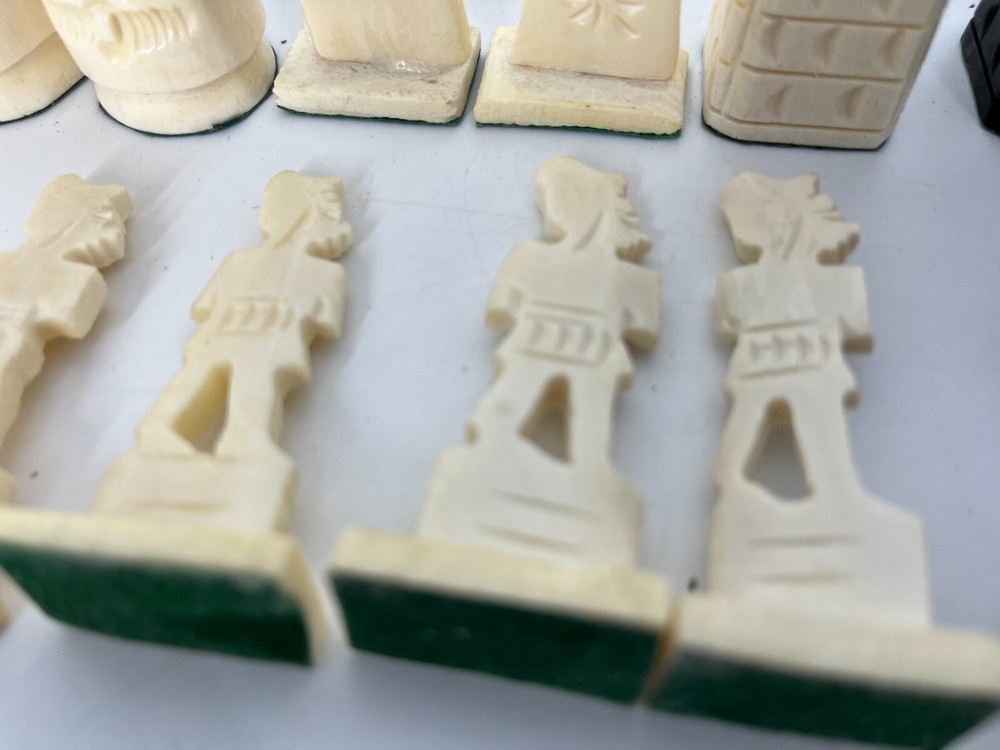 Complete Hand-carved Camel Bone Egyptian Chess Set