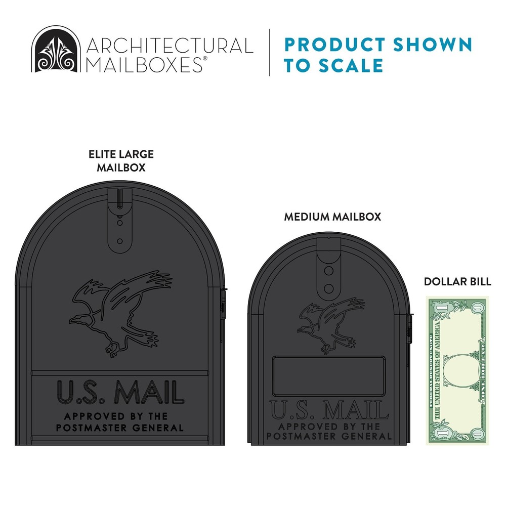 Architectural Mailboxes Galvanized Steel Large Mailbox Black Elite Single