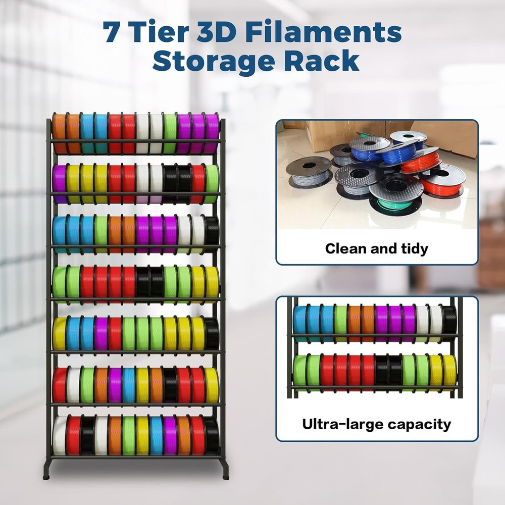 Heavy-Duty 3D Printer Filament Storage Rack - Large Capacity & Adjustable