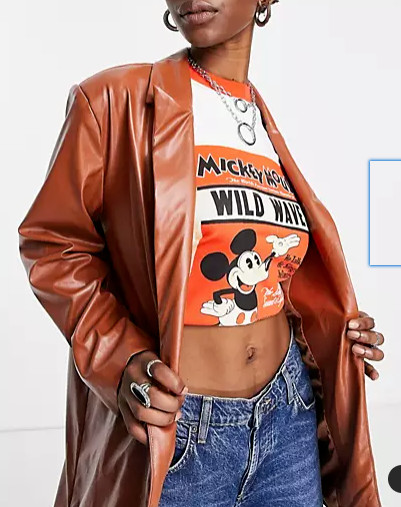 Heartbreak oversized PU blazer co-ord in rust UK 10