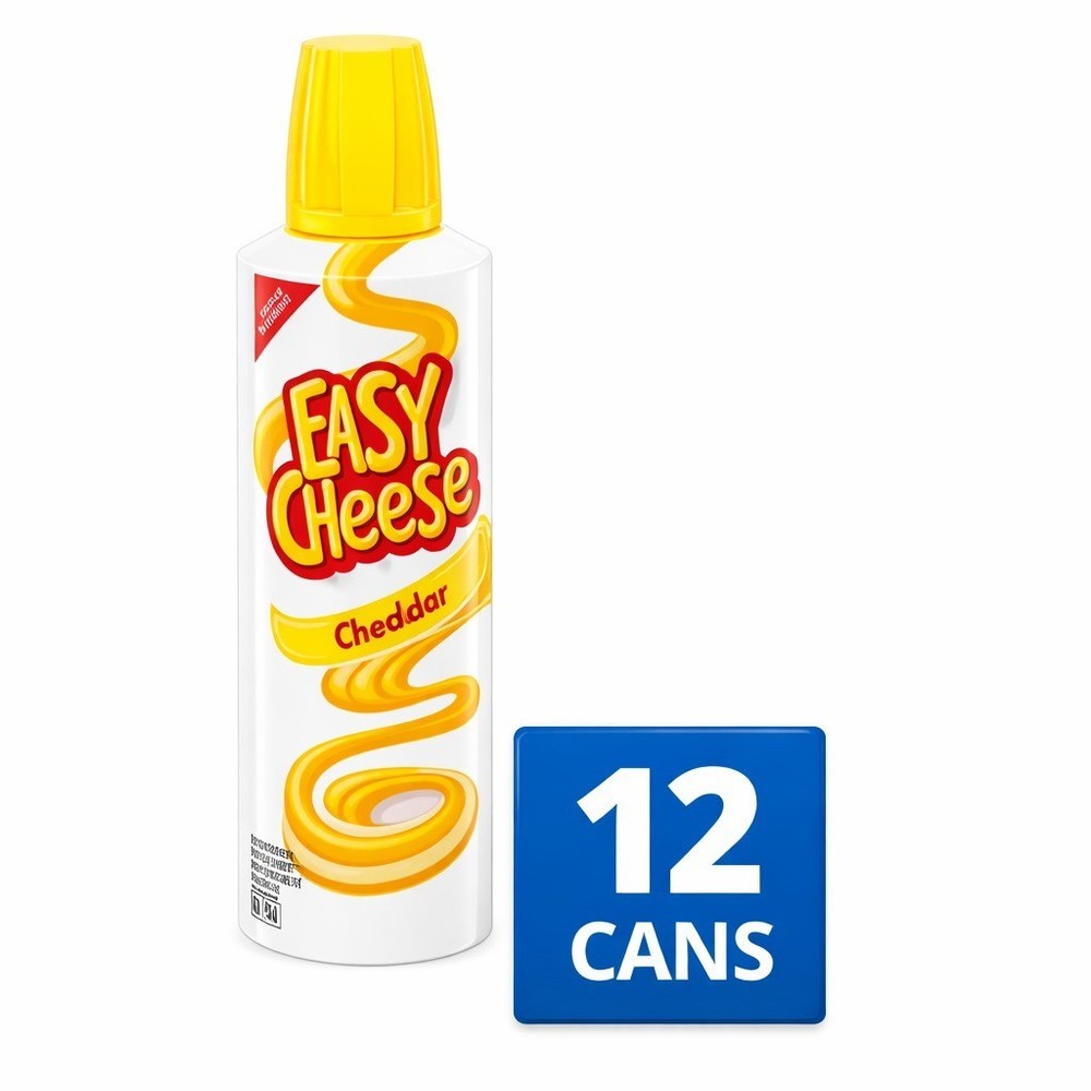Easy Cheese Cheddar Cheese Snack, 12 - 8 oz Cans