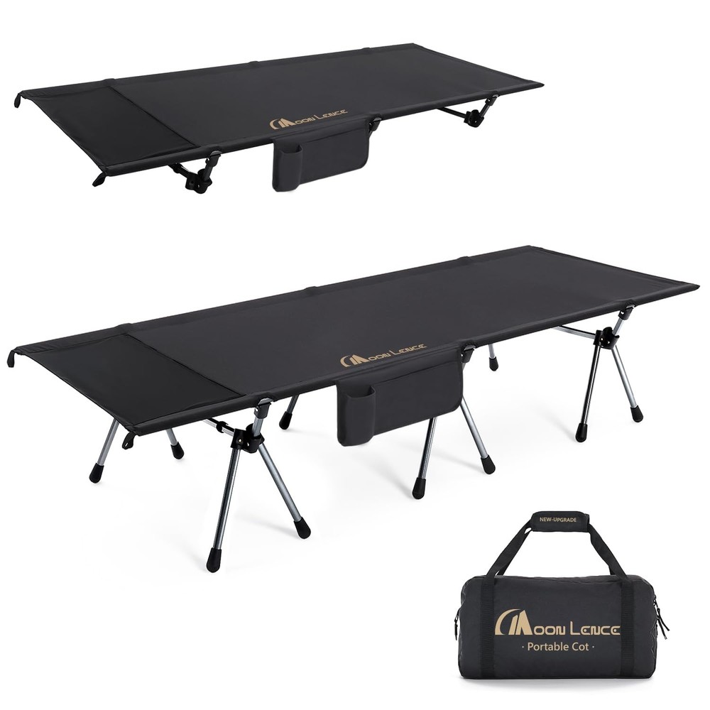 Height Adjustable Camping Cot - Portable Folding Bed for Hiking, 330 lb Capacity