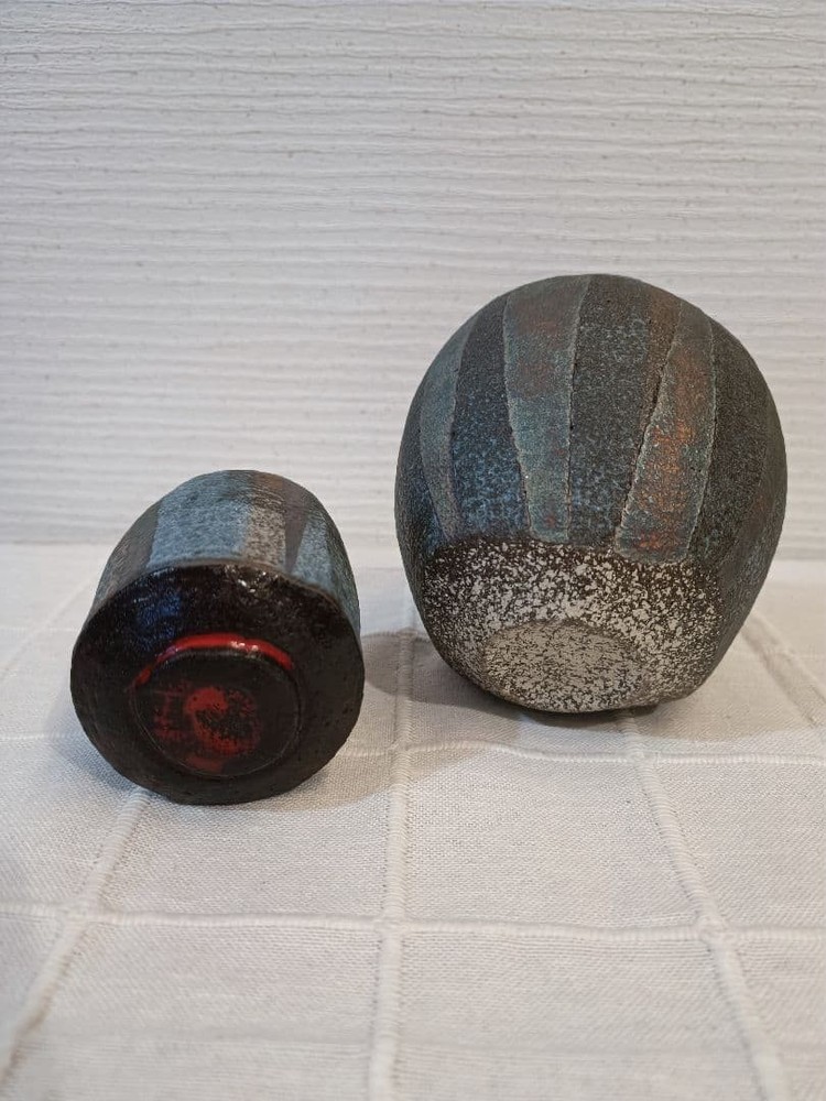 Kasama ware sake set set by Koichi Iinuma
