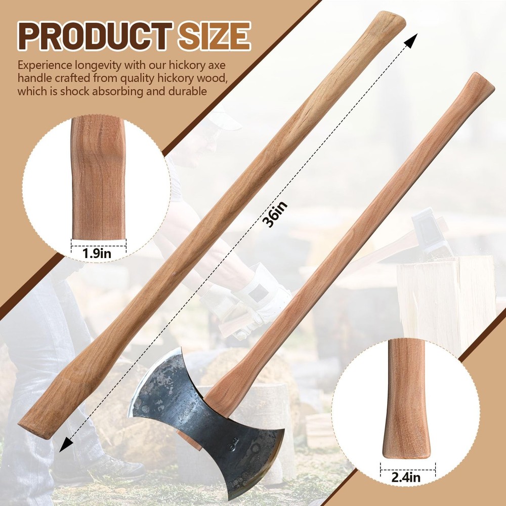 Double Bit Axe Handle 36" Replacement Set of 4 | Includes Wedges for Easy