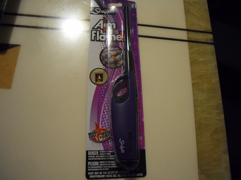 New Scripto multi purpose BUTANE LIGHTER barbeque grill fireplace Aim and Flame