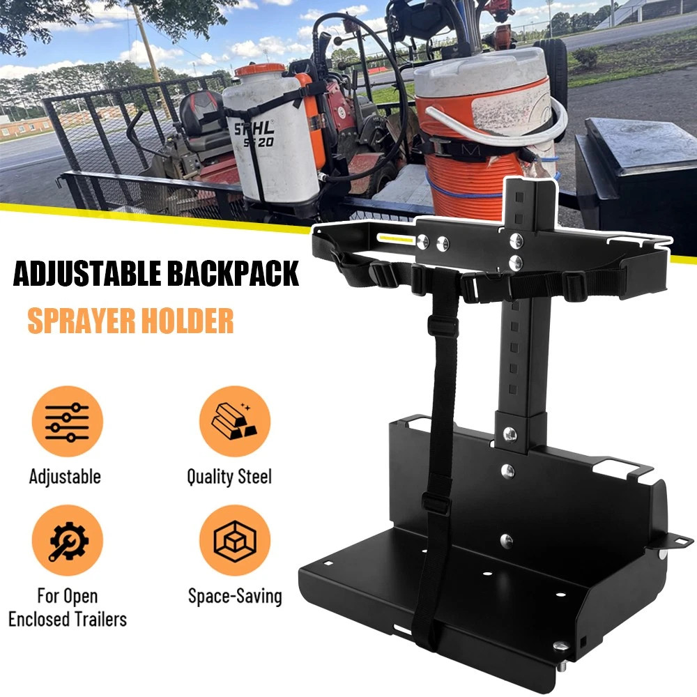For Landscape Trailers/Enclosed Trailers Adjustable Backpack Sprayer Rack Black