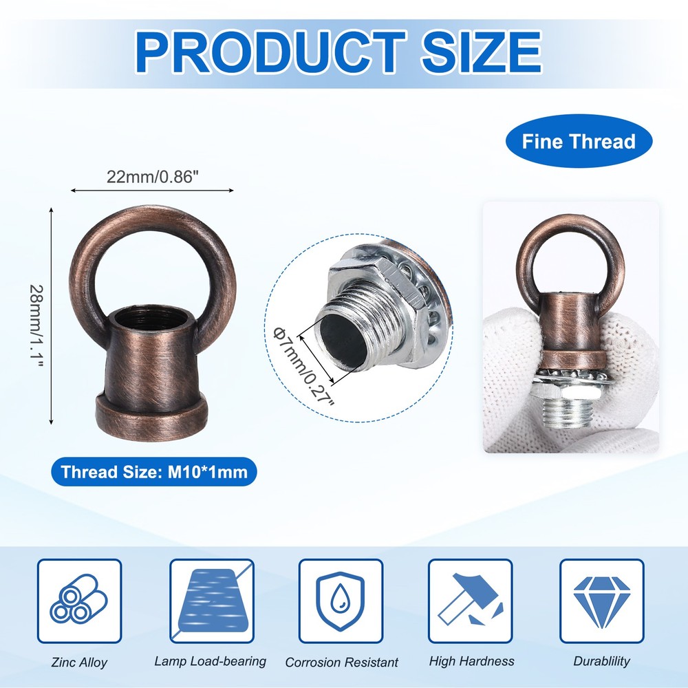4 Set 8kg M10 1x1.1" Thread Lifting Eye Nut Holder Hook Ring Red Copper
