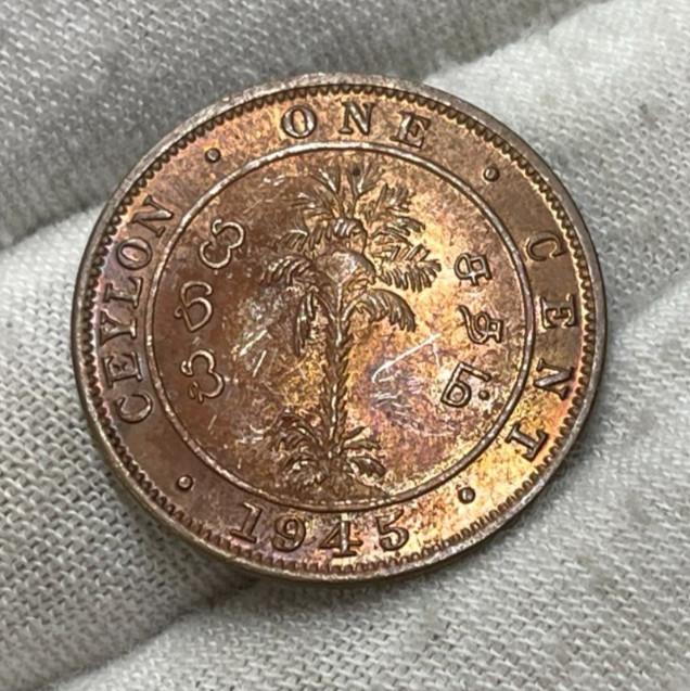 1945 Ceylon One Cent Excellent Condition High Value