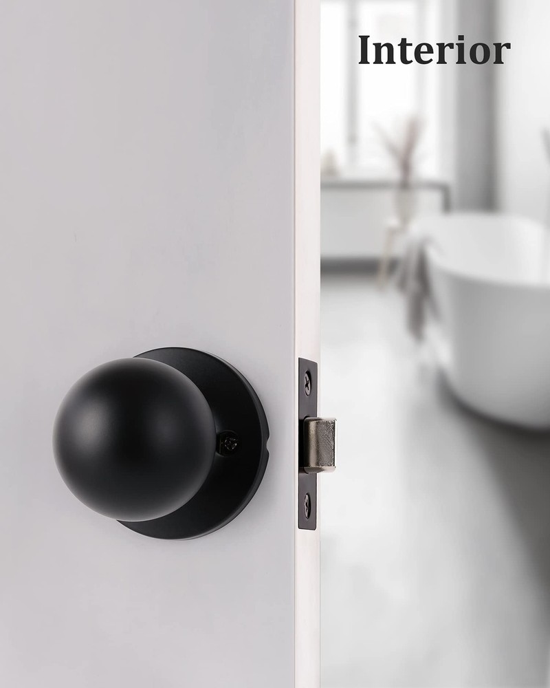 Lanwandeng Matte Black Passage Keyless Door Knobs for 1 Pack, No Keys