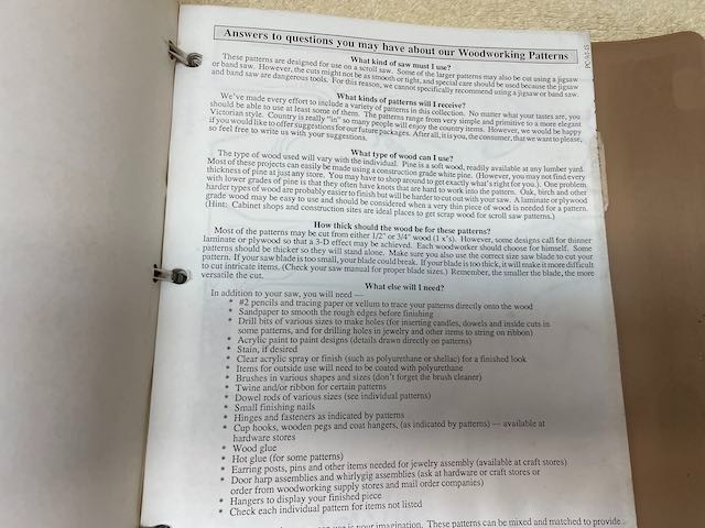 Vintage Woodworking and Scroll Saw Pattern Club Binder & 53 Patterns